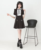 セットアップ風ボウタイリボンワンピース