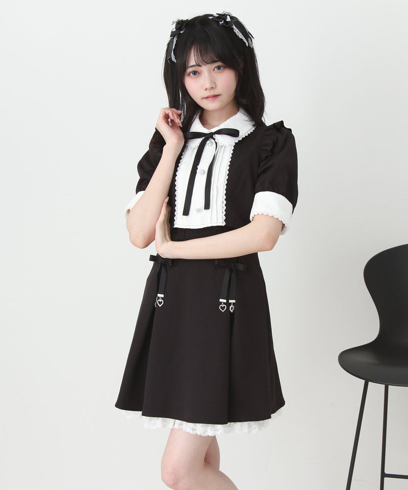 7/10 10:59まで限定価格】セットアップ風ボウタイリボンワンピース