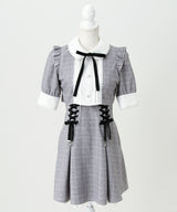 セットアップ風ボウタイリボンワンピース