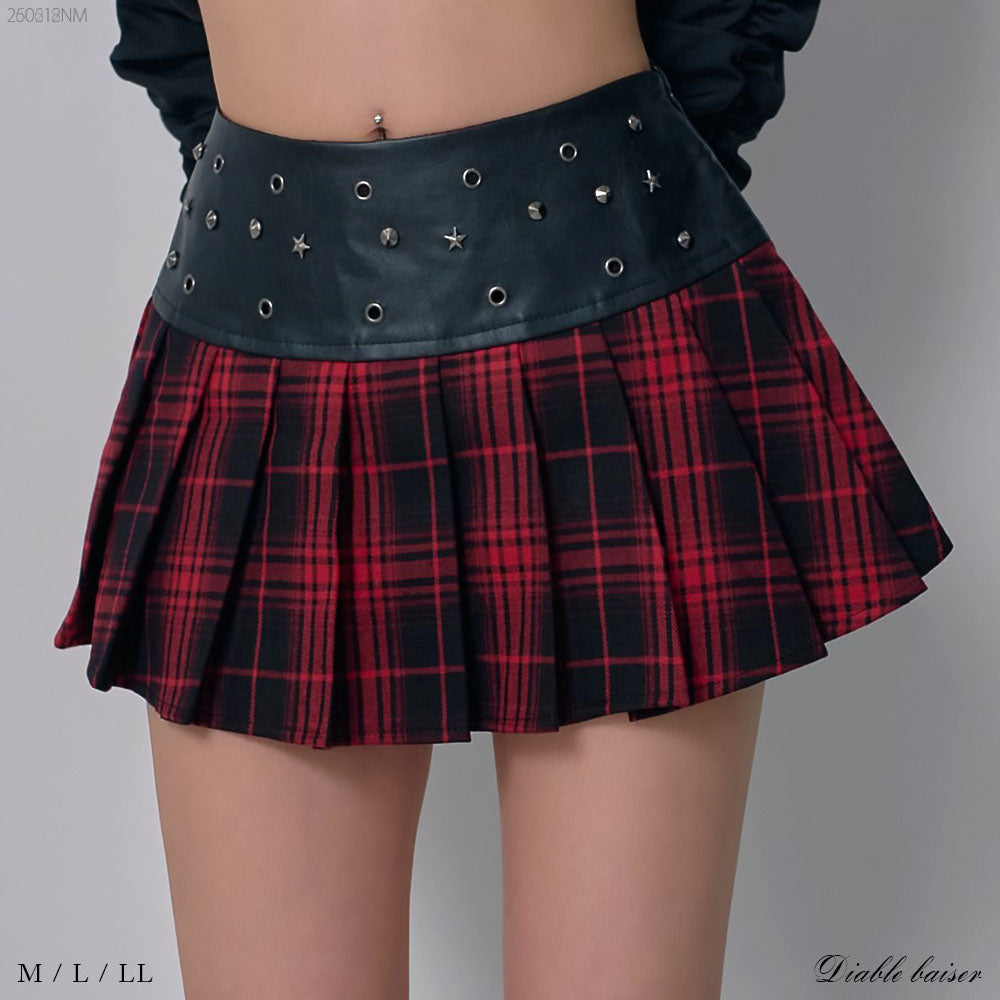 スタッズチェック柄地雷ギャルミニスカパン – レディースファッション