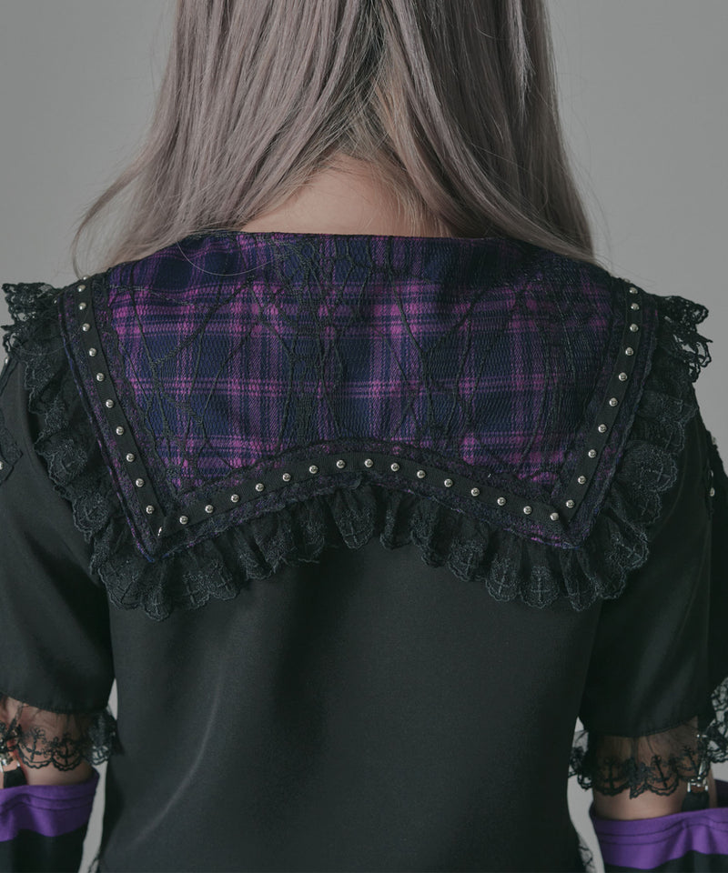 クモ型フィギュア 黒・紫 装飾帽子付き クロミ×DML】クモレースセーラートップス【海外発送不可