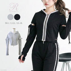 カットアウトレースラインフーディー