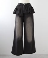 フリルレイヤードY2Kバギーデニムパンツ