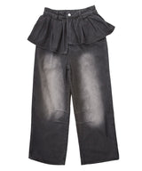 フリルレイヤードY2Kバギーデニムパンツ