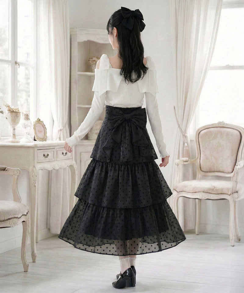 予約 02/19発送】ビッグリボン×バックティアードアシメフリルハイウエ