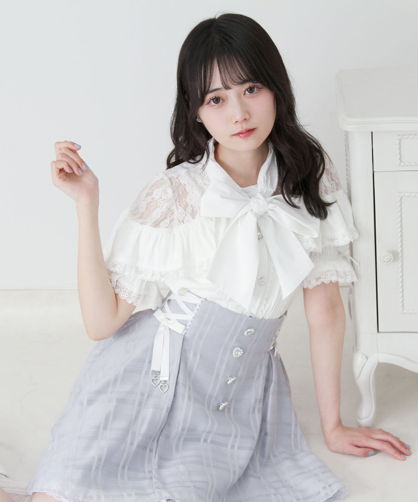 ⭐︎パインさま専用⭐︎イデアルーチェ　ホワイト フリル レタスリボンブラウス ⭐︎パインさま専用⭐︎イデアルーチェ ホワイト フリル レタスリボン