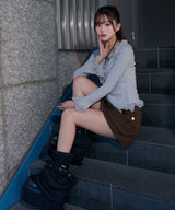 レースフリルフレア袖リブ長袖薄手ニットトップス