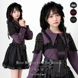 【予約　3/30発送】ゴシック風バラボタンフリルネクタイブラウス【SD】