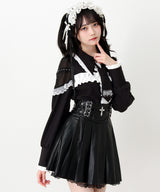 【予約　3/30発送】ゴシック風バラボタンフリルネクタイブラウス【SD】