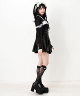 【予約　3/30発送】ゴシック風バラボタンフリルネクタイブラウス【SD】