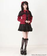 【予約　3/30発送】ゴシック風バラボタンフリルネクタイブラウス【SD】