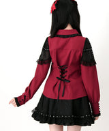 【予約　3/30発送】ゴシック風バラボタンフリルネクタイブラウス【SD】