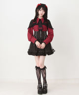 【予約　3/30発送】ゴシック風バラボタンフリルネクタイブラウス【SD】