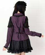 【予約　3/30発送】ゴシック風バラボタンフリルネクタイブラウス【SD】