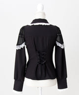 【予約　3/30発送】ゴシック風バラボタンフリルネクタイブラウス【SD】