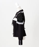 【予約　3/30発送】ゴシック風バラボタンフリルネクタイブラウス【SD】