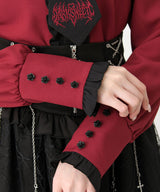 【予約　3/30発送】ゴシック風バラボタンフリルネクタイブラウス【SD】