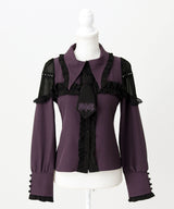 【予約　3/30発送】ゴシック風バラボタンフリルネクタイブラウス【SD】