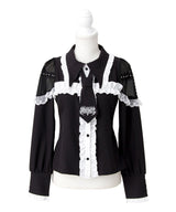 【予約　3/30発送】ゴシック風バラボタンフリルネクタイブラウス【SD】