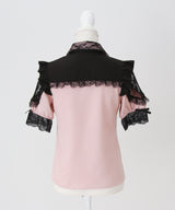 【予約　5/1発送】インドレースフリルハートビジューブラウス【SD】