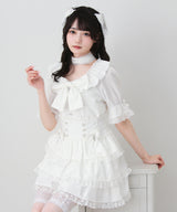 【予約　6/11発送】大きめリボンフリルレースチョーカーブラウス