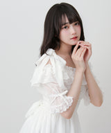 【予約　6/8発送】リボンオフショルフリルシフォンワンピース
