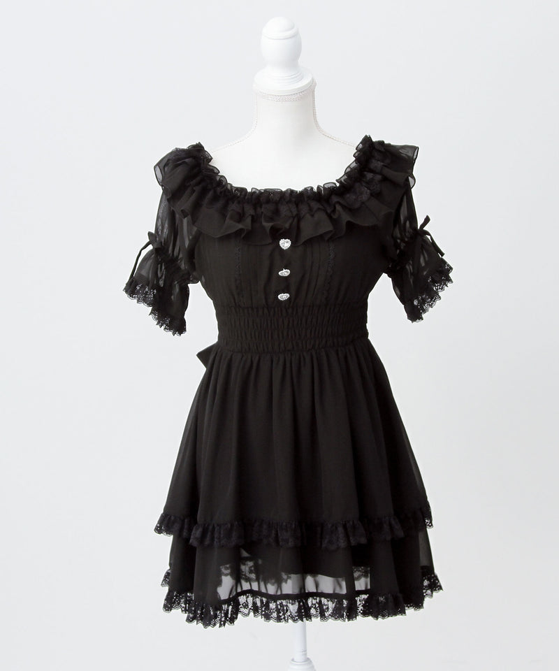 DearMyLove 夢展望 リボンオフショルフリルシフォンワンピース リボンオフショルフリルシフォンワンピース – レディースファッション
