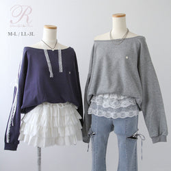 アシメラインワンショルスウェットtops