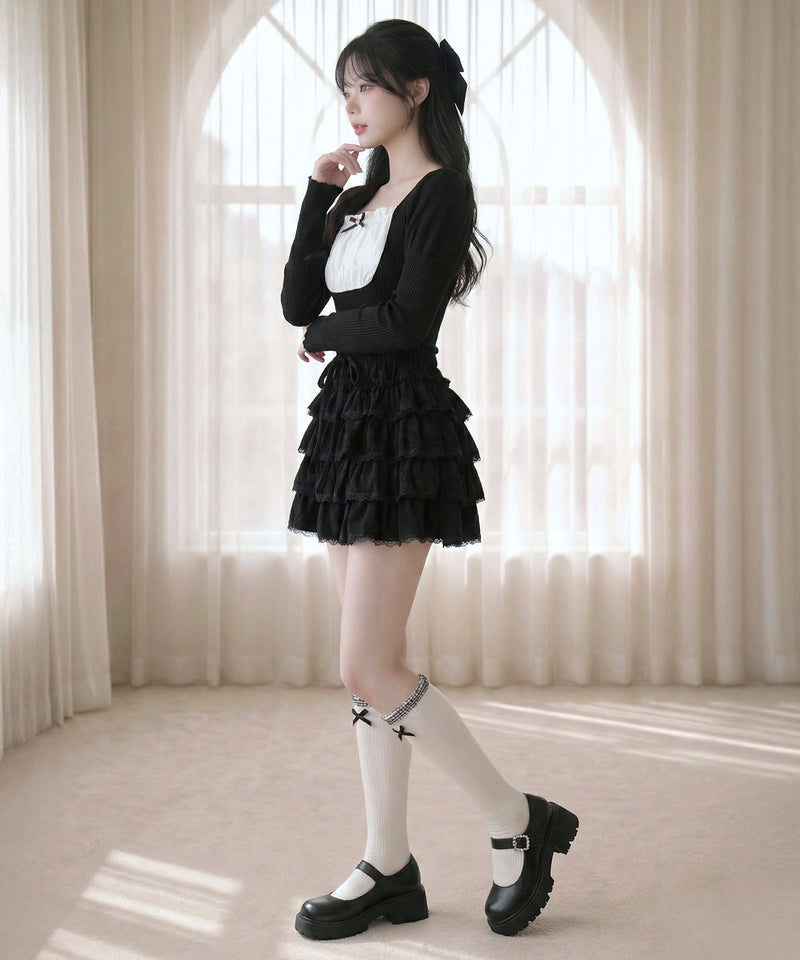 pium ❤︎ティアードフリルミニスカート めろ チョーカーフリルティアードワンピース – pium