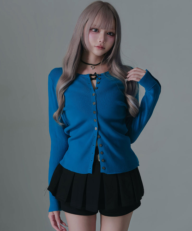 リニューアルセール】コンパクトボタンリブニットカーディガン