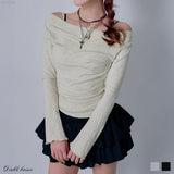 【予約　3/23発送】レイヤード風フレア袖オフショルカットソートップス【SD】