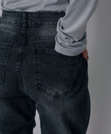 【予約　3/23発送】脇シャーリングヴィンテージ風加工ストレッチデニムパンツ