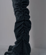 【予約　3/23発送】脇シャーリングヴィンテージ風加工ストレッチデニムパンツ