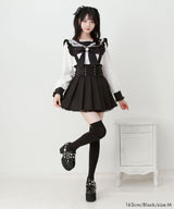 【予約　3/30発送】サス付きフリルレースアッププリーツスカート【SD】