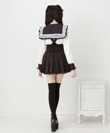 【予約　3/30発送】サス付きフリルレースアッププリーツスカート【SD】