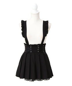 サス付きフリルレースアッププリーツスカート