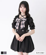 【予約　4/17発送】姫系キラキラビジューハートリボンレースアップバルーンワンピース【SD】