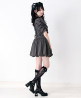 【予約　4/17発送】姫系キラキラビジューハートリボンレースアップバルーンワンピース【SD】