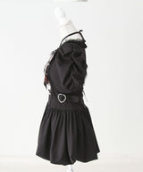 【予約　4/17発送】姫系キラキラビジューハートリボンレースアップバルーンワンピース【SD】