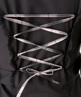 【予約　4/17発送】姫系キラキラビジューハートリボンレースアップバルーンワンピース【SD】