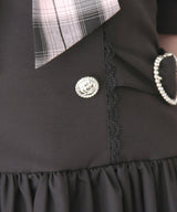 【予約　4/17発送】姫系キラキラビジューハートリボンレースアップバルーンワンピース【SD】