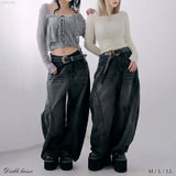 【予約　3/23発送】グランジ系ワイドバギーバルーンバレルデニムパンツ