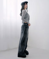 【予約　3/23発送】グランジ系ワイドバギーバルーンバレルデニムパンツ