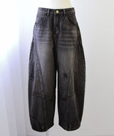 【予約　3/23発送】グランジ系ワイドバギーバルーンバレルデニムパンツ