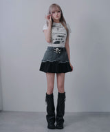 【予約　3/23発送】裾プリーツミニスカート