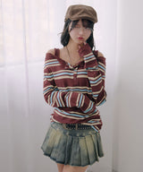 【予約　3/19発送】スタッズベルト付プリーツデニムミニスカパン