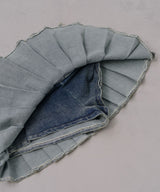 【予約　3/19発送】スタッズベルト付プリーツデニムミニスカパン