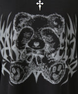 【予約　3/30発送】病みくまグラフィック十字架肩開きスタッズボーダーワンピース【SD】