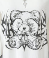 【予約　3/30発送】病みくまグラフィック十字架肩開きスタッズボーダーワンピース【SD】