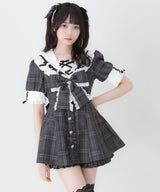 【予約　5/1発送】キラキラハートビジューリボンセーラーセットアップ【SD】